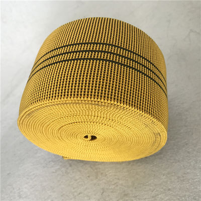 China Color del amarillo de las correas del sofá de la anchura los 7cm de las correas del alargamiento del 70% hecho por el caucho malasio proveedor