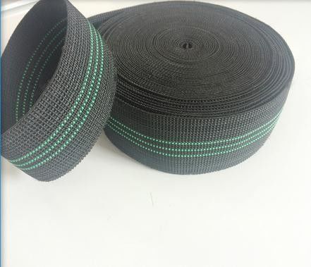China Color negro elástico de las correas los 68g/M del sofá de las correas de los PP con 3 Líneas Verdes proveedor